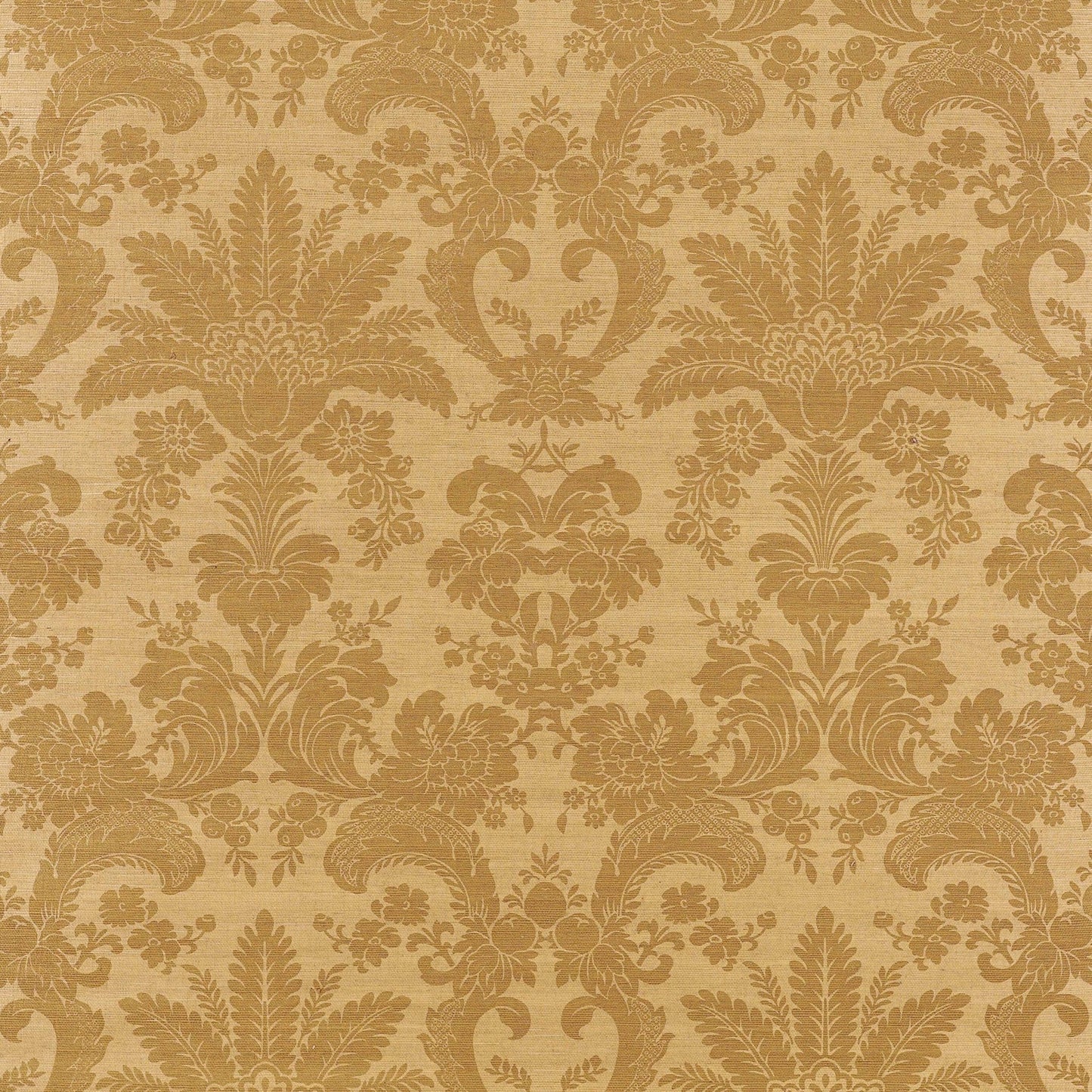 West Indies Damask Wallpaper - Metallic Gold on Camel - Thibaut - T3630 - Premier Wallcovering