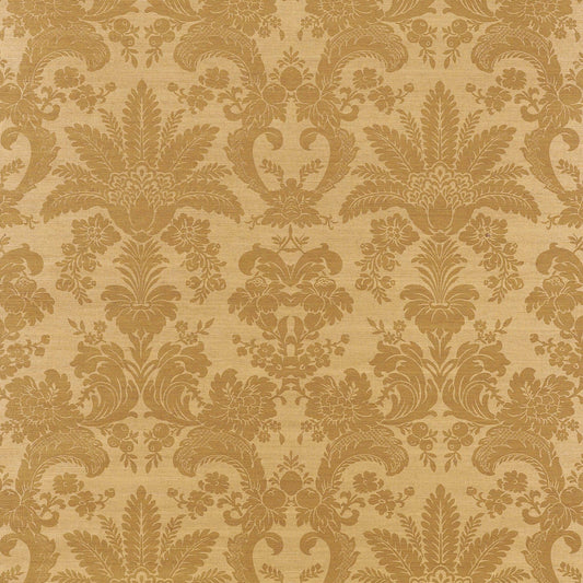 West Indies Damask Wallpaper - Metallic Gold on Camel - Thibaut - T3630 - Premier Wallcovering