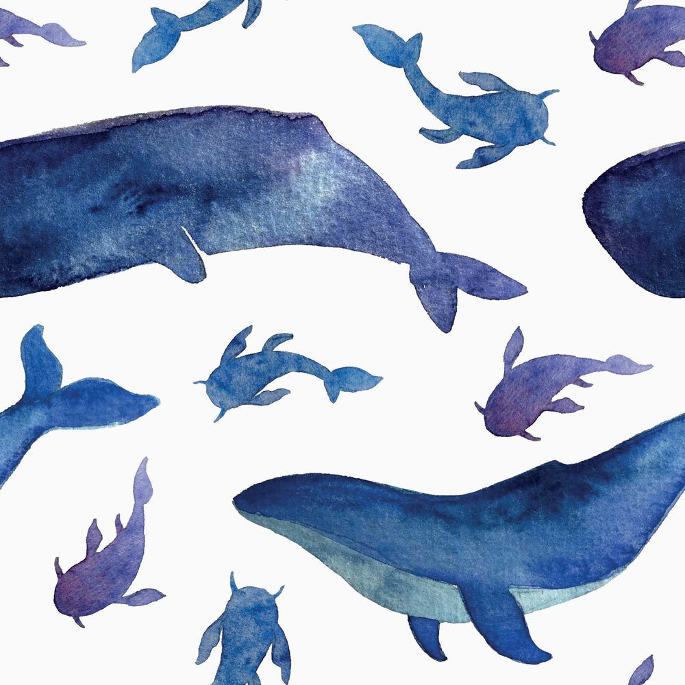 Whale Of A Time Wallpaper - Ocean Blue - Lust Home - LH900239 - Premier Wallcovering
