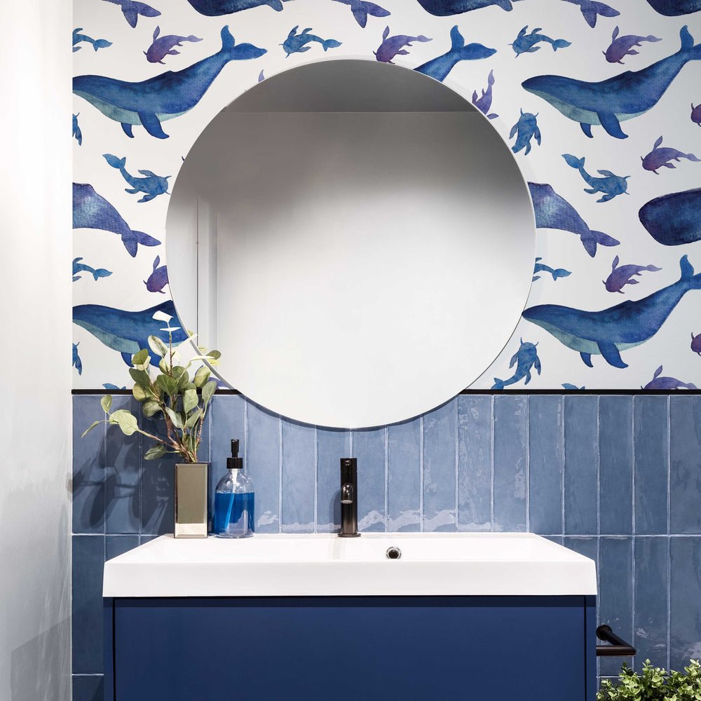 Whale Of A Time Wallpaper - Ocean Blue - Lust Home - LH900239 - Premier Wallcovering