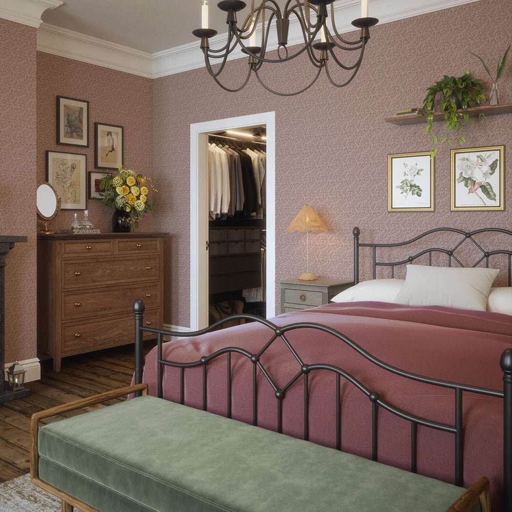 Whispering Leaves Wallpaper - Sweet Raspberry - LAN100378 - Lucie Annabel - Premier Wallcovering