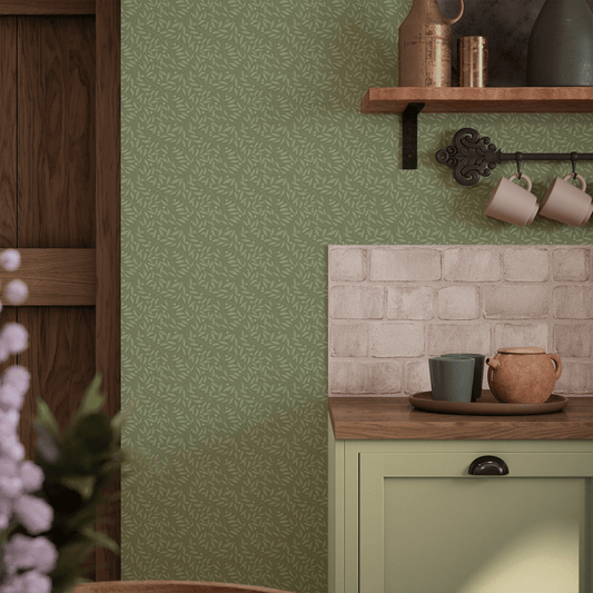 Whispering Leaves Wallpaper - Olive Tree - LAN100374 - Lucie Annabel - Premier Wallcovering