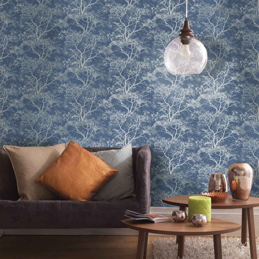 Whispering Trees Wallpaper - Blue - Holden Décor - 65402 - Premier Wallcovering