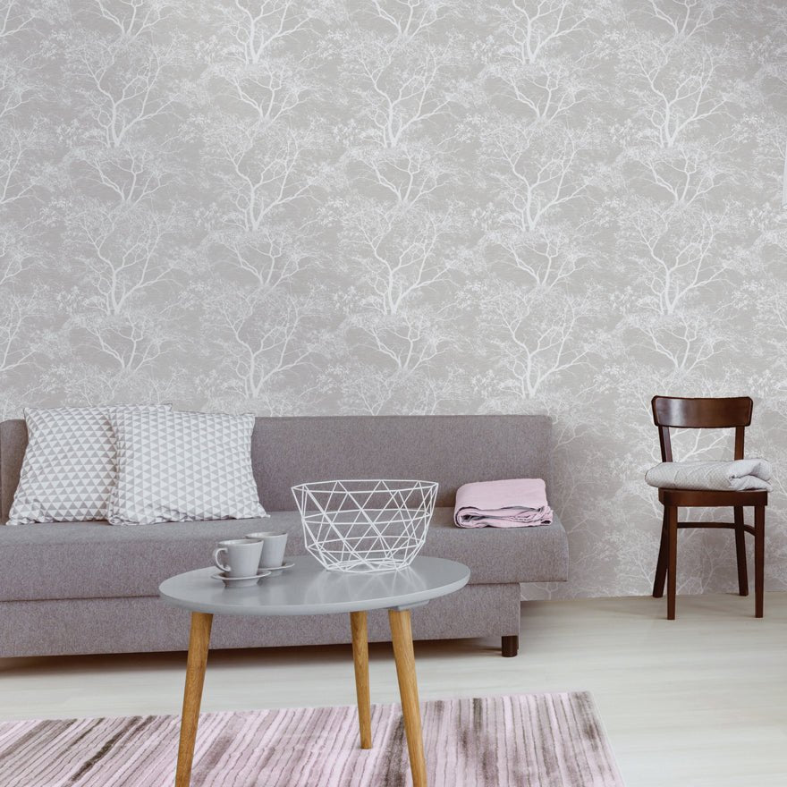 Whispering Trees Wallpaper - Grey - Holden Décor - 65401 - Premier Wallcovering