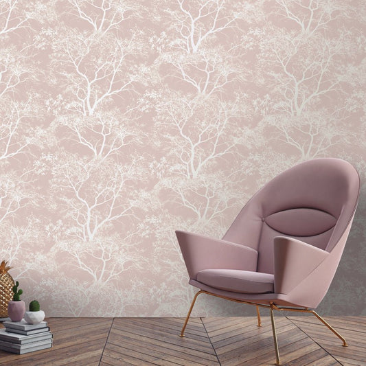 Whispering Trees Wallpaper - Pink - Holden Décor - 65400 - Premier Wallcovering