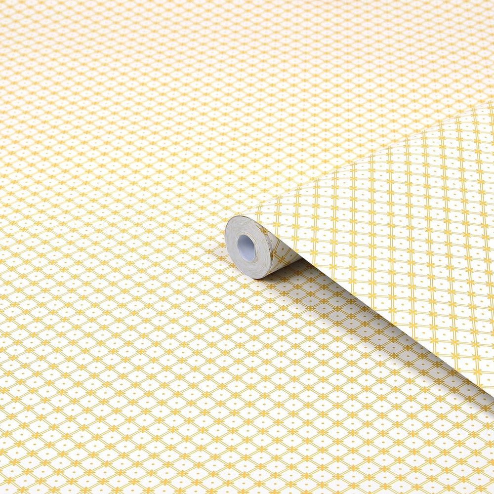 Wickerwork Wallpaper - Pale Ochre Yellow - Laura Ashley - 119849 - Premier Wallcovering