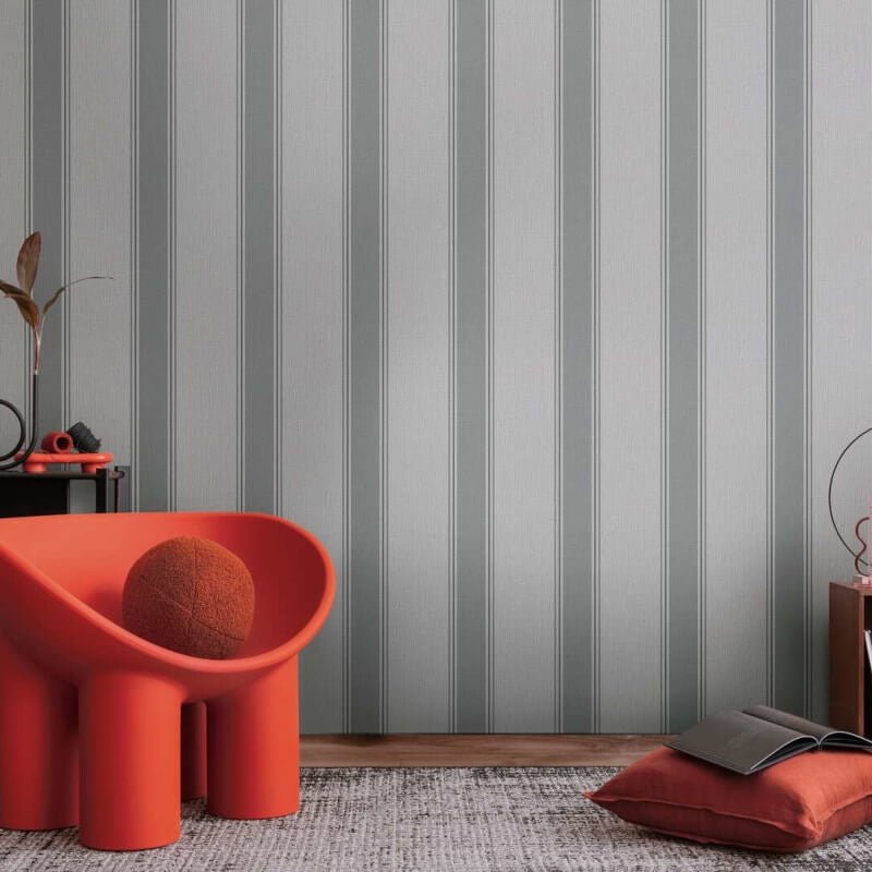 Wide Linear Stripe Wallpaper - Grey - Michalsky Living - 39983-3 - Premier Wallcovering