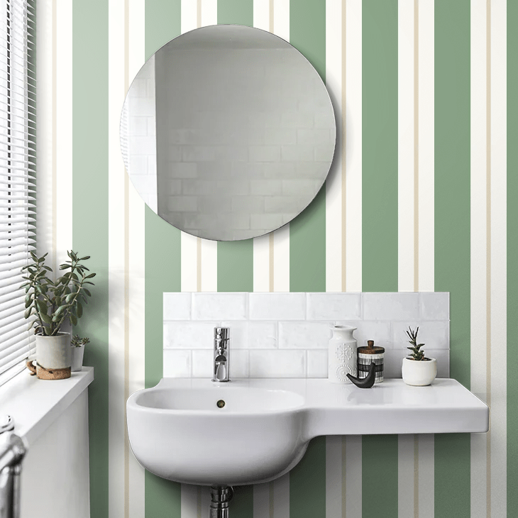Wide Multi Stripe Wallpaper - Moss - Ohpopsi - SIS50140W - Premier Wallcovering