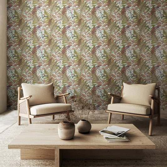 Wild Ferns Wallpaper - Rosehip - Hoopla Walls - HWA1196W - Premier Wallcovering