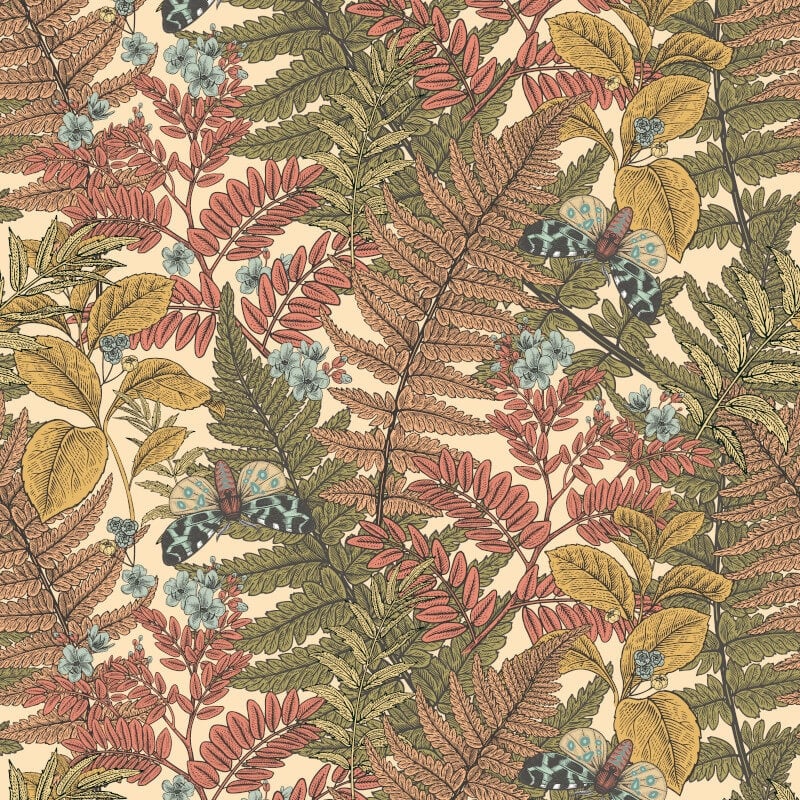 Wild Ferns Wallpaper - Warm Spice - Hoopla Walls - HWA1197W - Premier Wallcovering