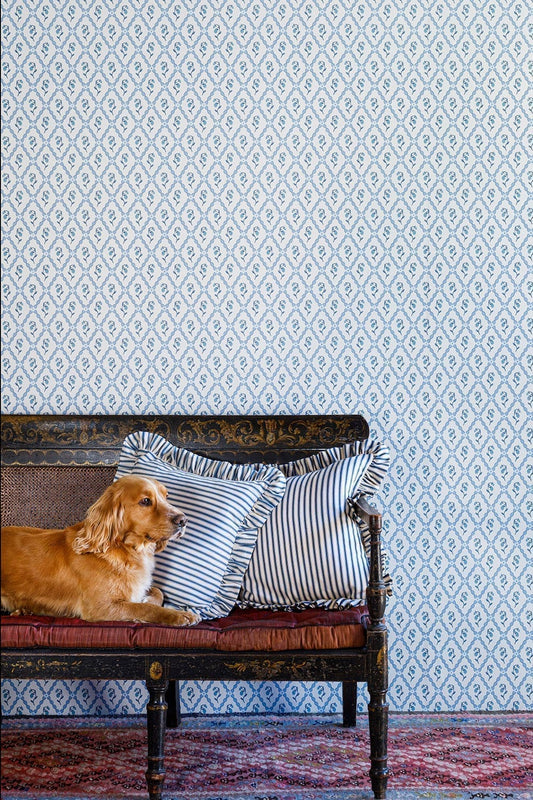Wild Strawberry Trellis Wallpaper - China Blue - BG2600201 - Barneby Gates - Premier Wallcovering