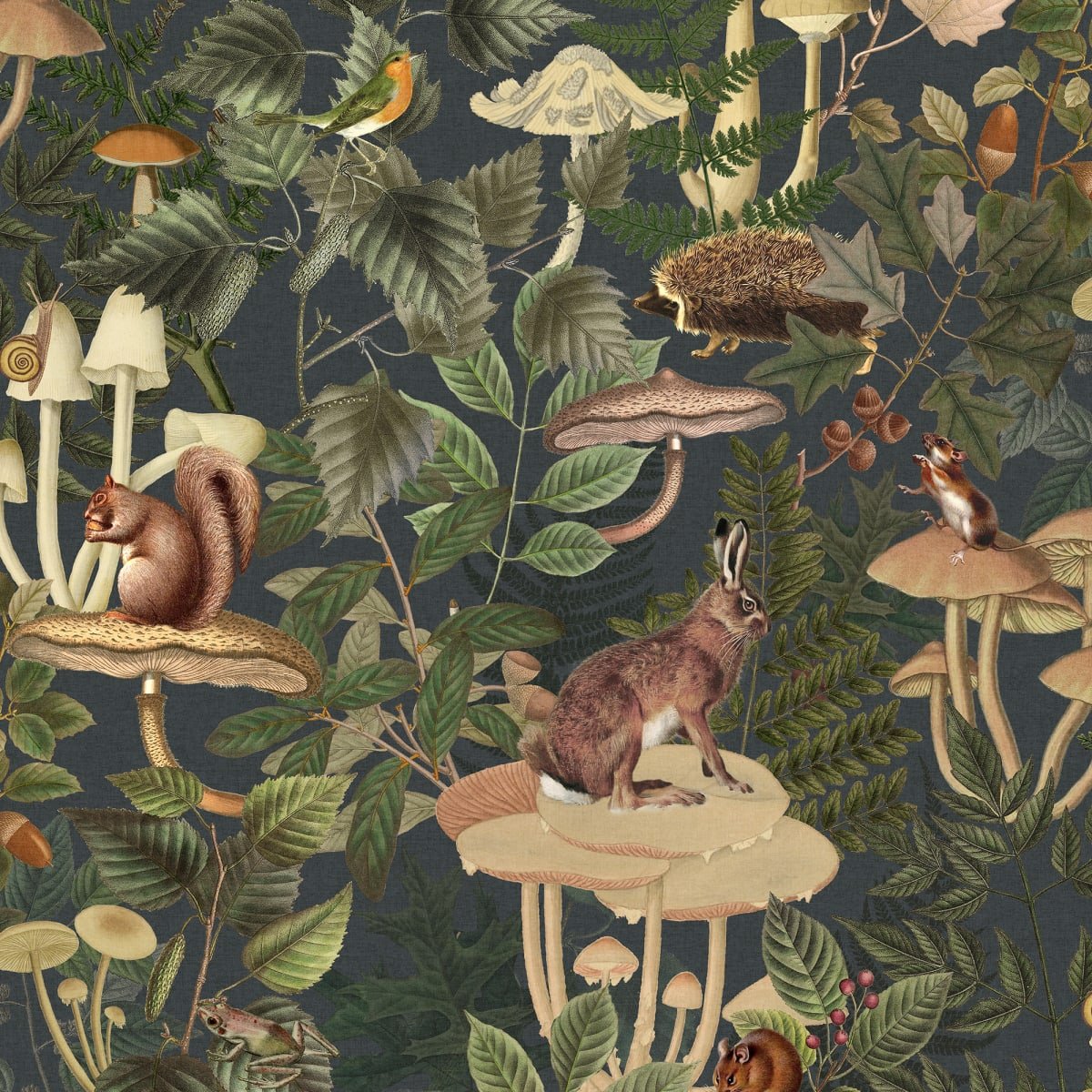 Wildlife Creek Wallpaper - Forest Green - Rebel Walls - R18002 - Premier Wallcovering