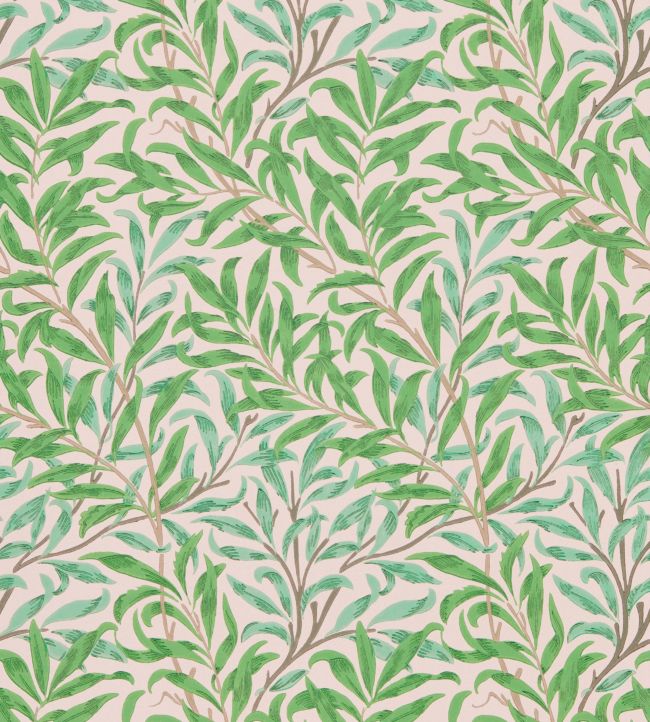 Willow Boughs Wallpaper - Pink/Leaf Green - 216949 - Morris & Co - Premier Wallcovering