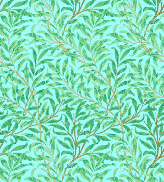 Willow Boughs Wallpaper - Sky/Leaf Green - 216948 - Morris & Co - Premier Wallcovering