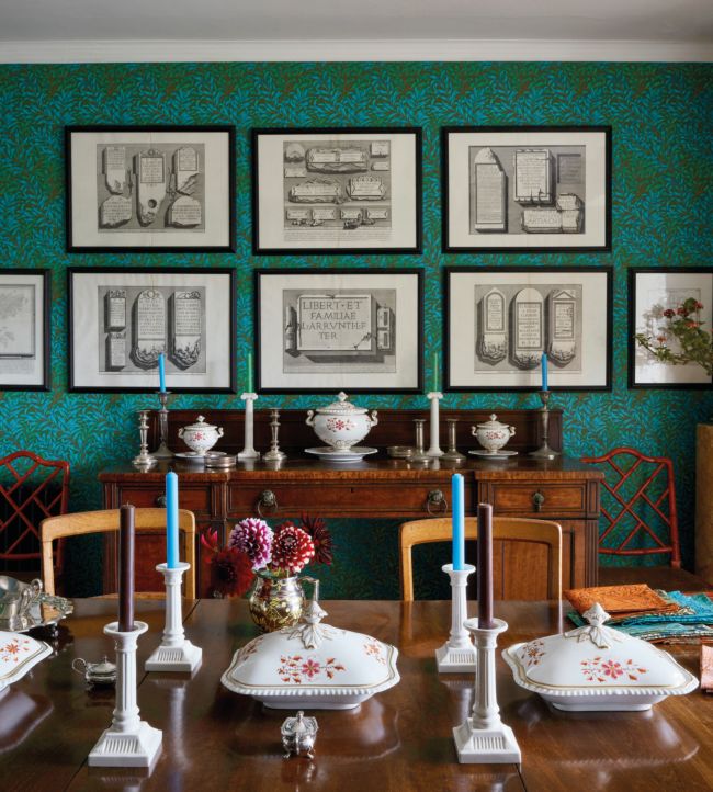 Willow Boughs Wallpaper - Olive/Turquoise - 216952 - Morris & Co - Premier Wallcovering
