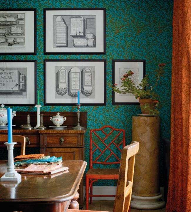 Willow Boughs Wallpaper - Olive/Turquoise - 216952 - Morris & Co - Premier Wallcovering