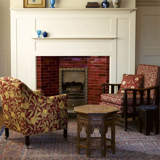 Willow Boughs Weave Fabric - Crimson/Manilla - Morris & Co - 230288 - Premier Wallcovering