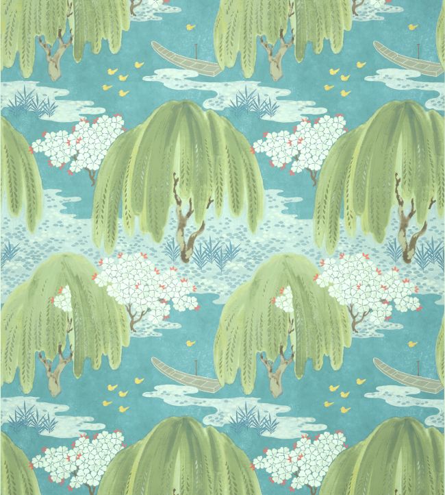 Willow Tree Wallpaper - Turquoise - AT23109 - Anna French - Premier Wallcovering