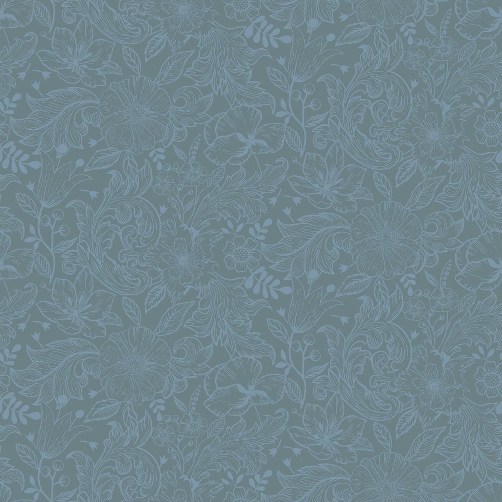Wilma Wallpaper - Blue/Gray - Midbec - 13128 - Premier Wallcovering