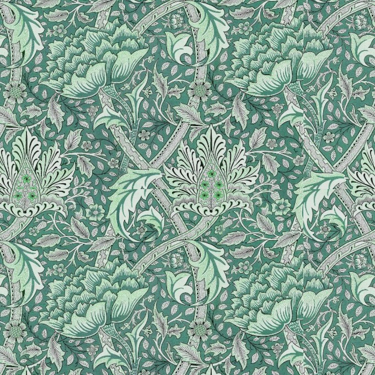 Morris Collections - 1105 - 2 - Windrush Wallpaper - Light Green - Premier Wallcovering