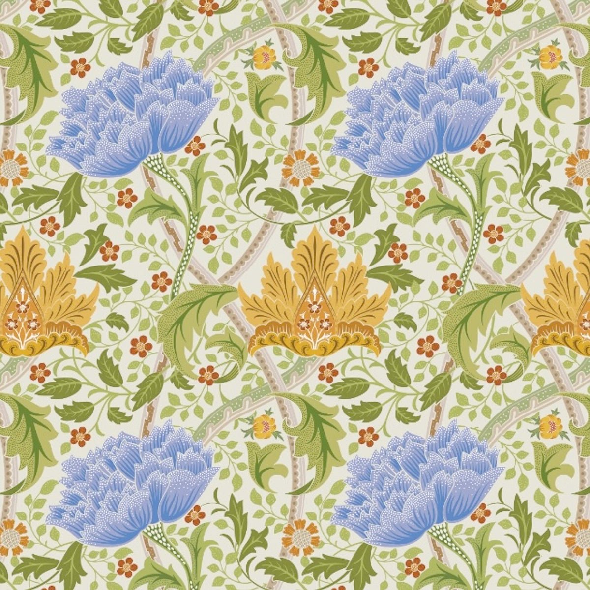 Morris Collections - 1102 - Windrush Wallpaper - Mint Blue - Premier Wallcovering
