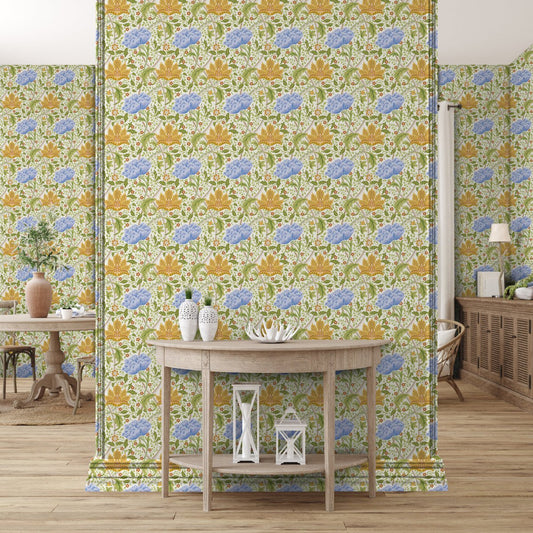 Morris Collections - 1102 - Windrush Wallpaper - Mint Blue - Premier Wallcovering