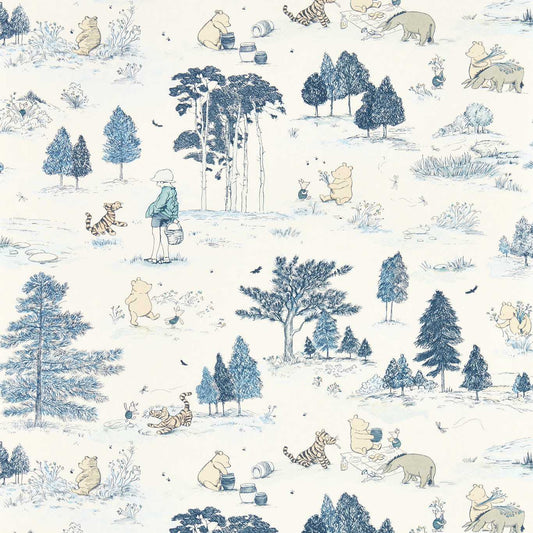 Winnie The Pooh Wallpaper - Bonbon Blue - DDIW217281 - Sanderson - Premier Wallcovering