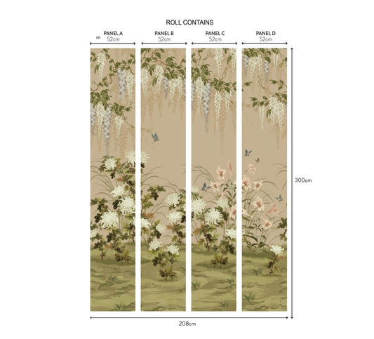 Wisteria Bloom Wall Mural - Alabaster - 1838 wallcoverings - 2513 - 191 - 01 - Premier Wallcovering