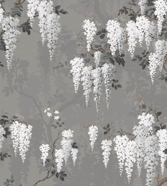 Wisteria Fabric - Latte Slate Grey - Woodchip & Magnolia - WMF - 333 - 03VD - Premier Wallcovering