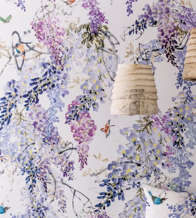 Wisteria Fall Panel B Wallpaper - Lilac - DWAP216297 - Sanderson - Premier Wallcovering