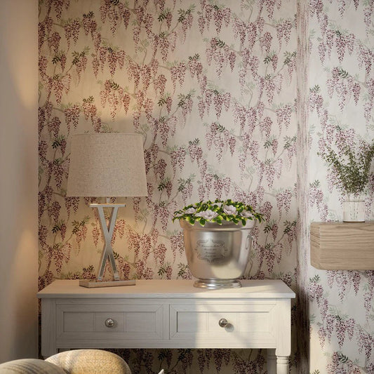 Wisteria Lane Wallpaper - Shades of Lavender and Linen Cream - LAN100096 - Lucie Annabel - Premier Wallcovering