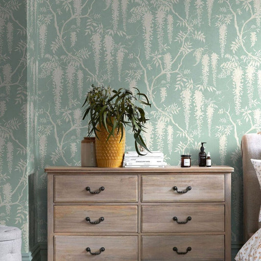 Wisteria Trails Wallpaper - Duck Egg - Next - 118251 - Premier Wallcovering