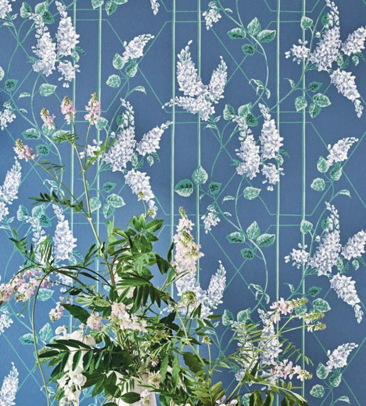 Wisteria Wallpaper - Coral & Sage on White - 115/5012 - Cole & Son - Premier Wallcovering