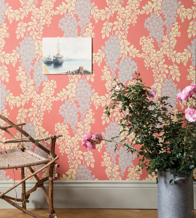 Wisteria Wallpaper - Orange - 2222 - Farrow & Ball - Premier Wallcovering