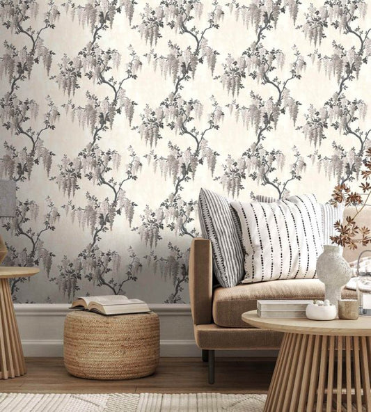 Wisteria Wallpaper - Taupe - Woodchip & Magnolia - WM - 333 - 02R - Premier Wallcovering