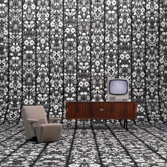 Withered Flowers Wallpaper - Black - NLXL - JOB - 06 - Premier Wallcovering
