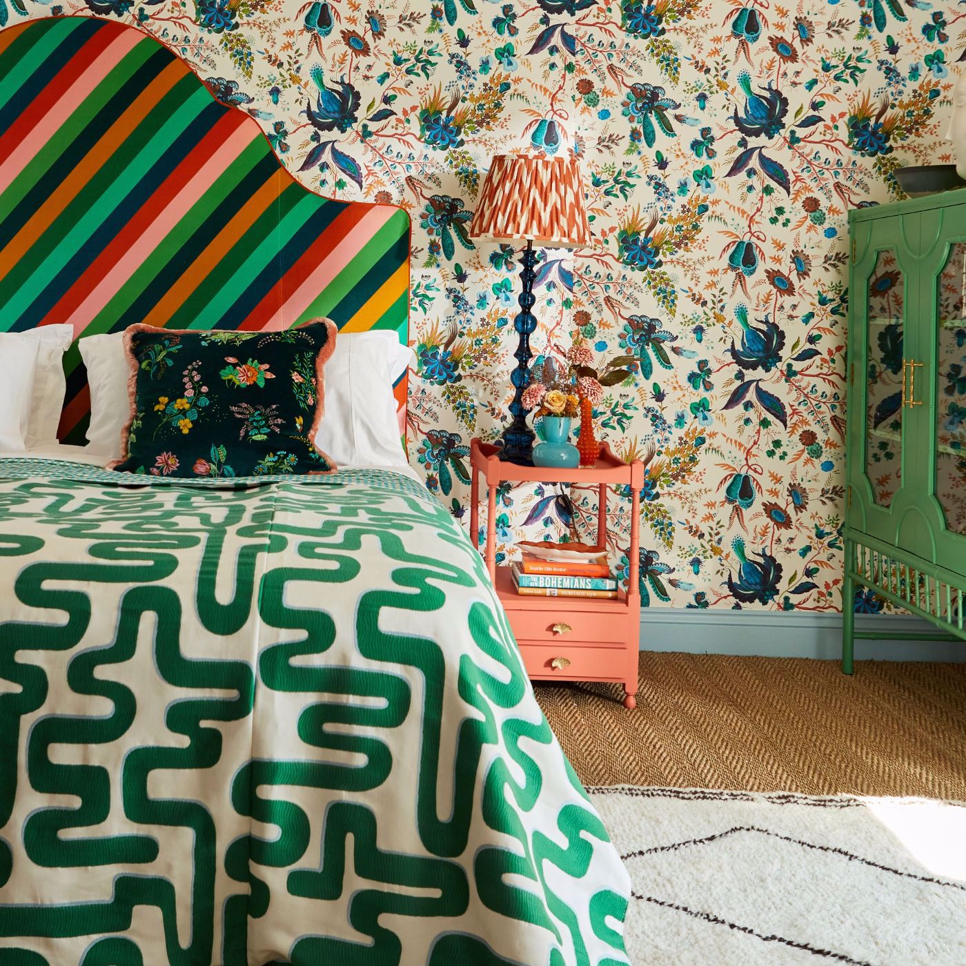 Wonderland Floral Wallpaper - Lapis/Emerald/Carnelian - HSRW113067 - Harlequin - Premier Wallcovering