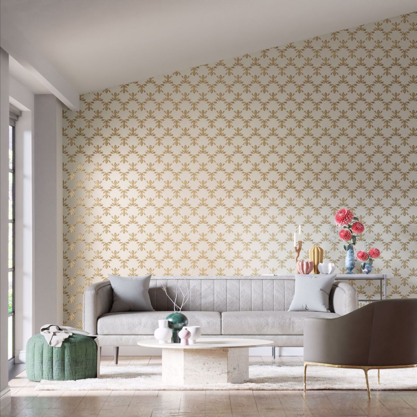 Wood Frog Wallpaper - Gold/Parchment - HC4W113013 - Harlequin - Premier Wallcovering