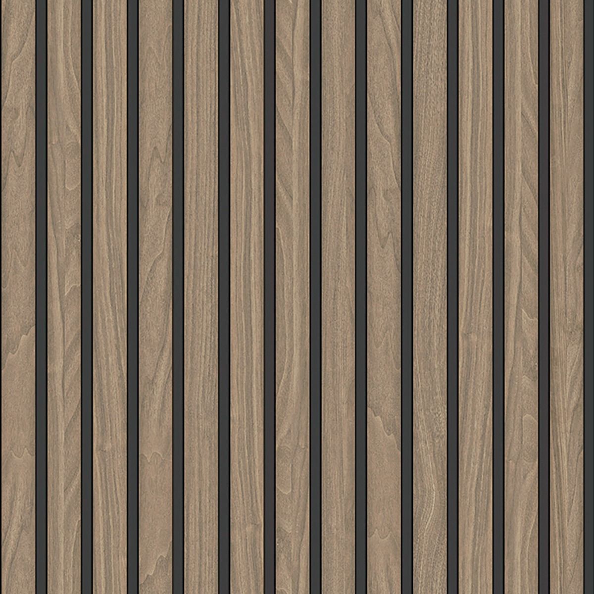 Wood Slat Vinyl Wallpaper - Walnut - Belgravia - 2920 - Premier Wallcovering