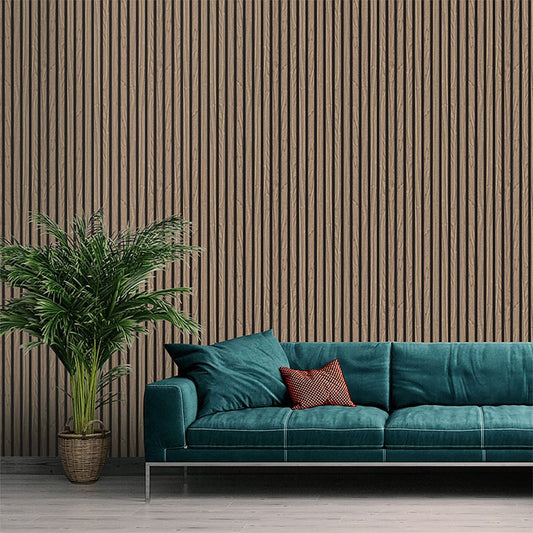 Wood Slat Vinyl Wallpaper - Walnut - Belgravia - 2920 - Premier Wallcovering