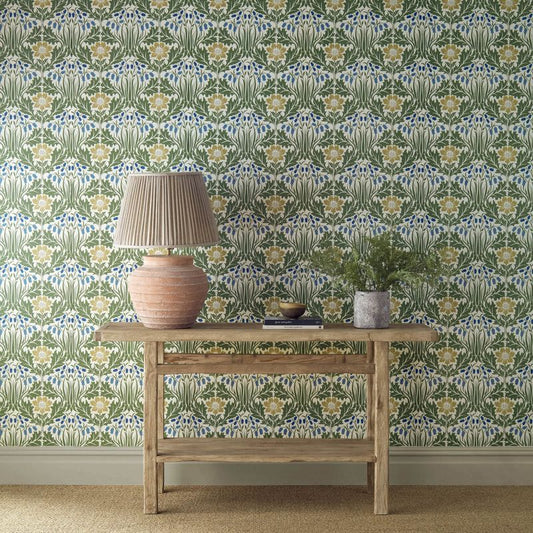 Woodbell & Anemone Wallpaper - Woad/Nettle - Morris & Co - 217572 - Premier Wallcovering