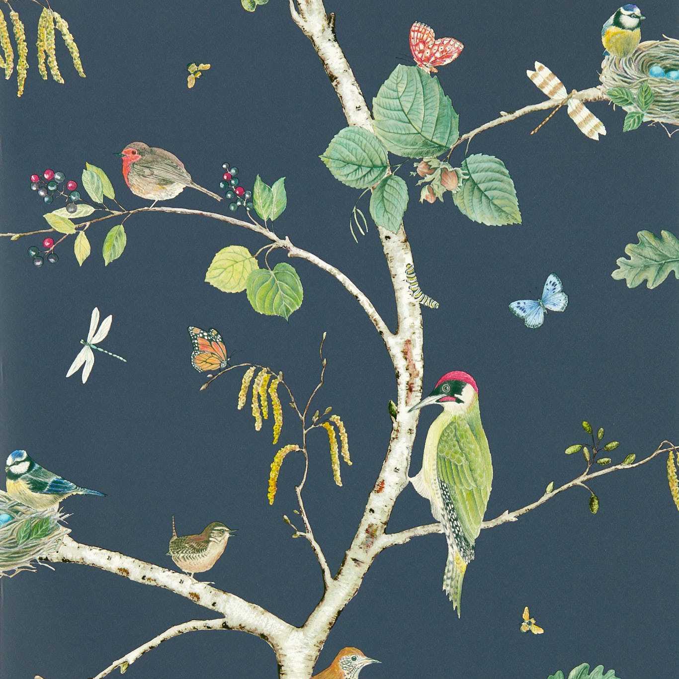 Woodland Chorus Wallpaper - Charcoal - DABW217231 - Sanderson - Premier Wallcovering