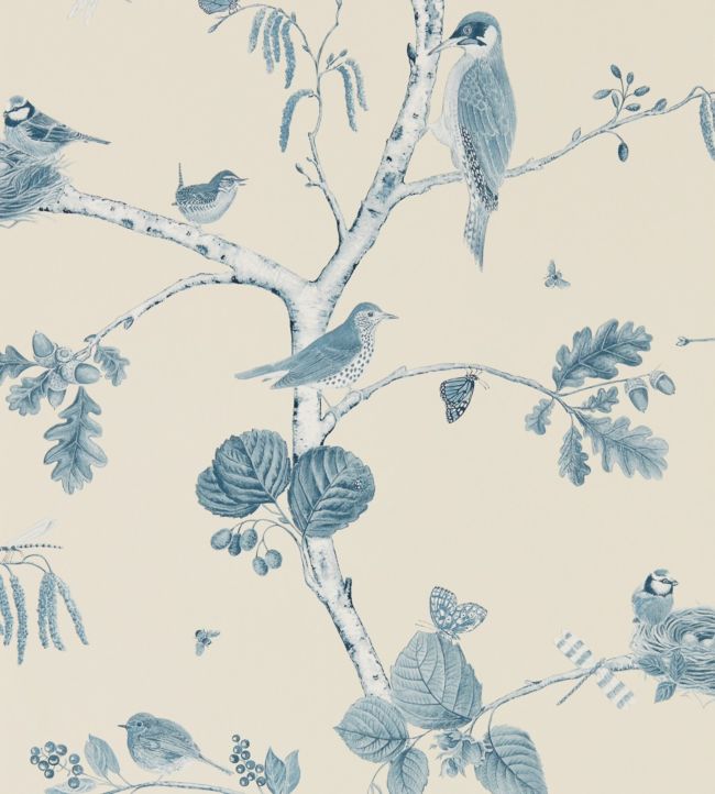 Woodland Chorus Wallpaper - Indigo/Ecru - DWOW215705 - Sanderson - Premier Wallcovering