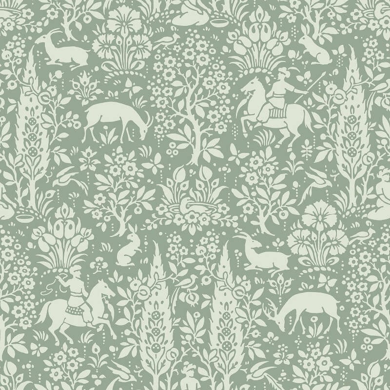 Woodland Floral Wallpaper - Sage Green - Crown - M1167 - Premier Wallcovering