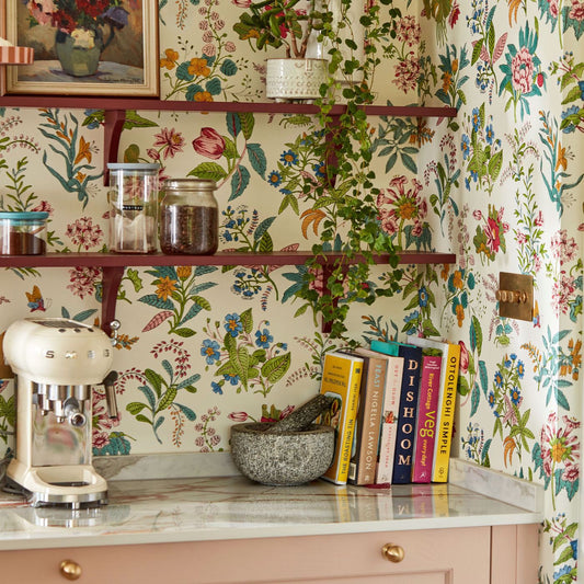 Woodland Floral Wallpaper - Peridot/Ruby/Pearl - HSRW113057 - Harlequin - Premier Wallcovering