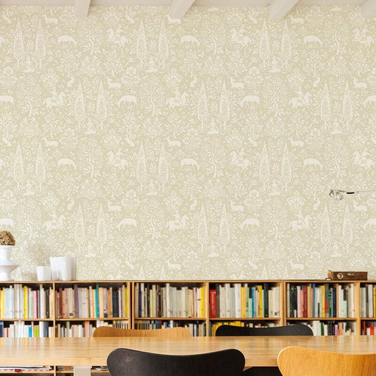 Woodland Floral Wallpaper - Natural - Crown - M1165 - Premier Wallcovering