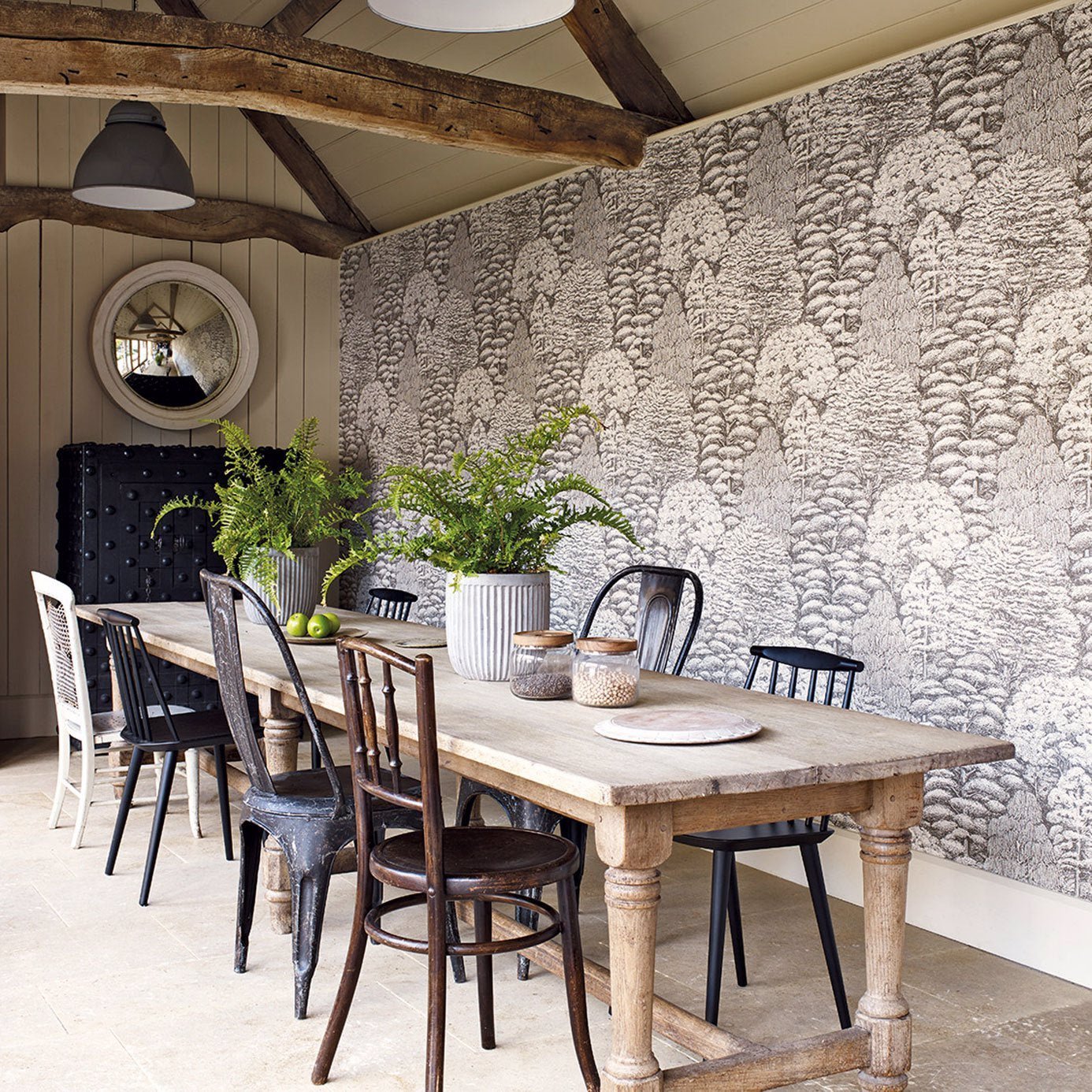 Woodland Toile Wallpaper - Ivory/Charcoal - DWOW215716 - Sanderson - Premier Wallcovering