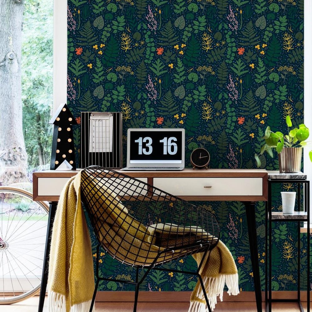 Woodland Walks Wallpaper - Forest Greens & Mustard Accent - Lust Home - LH900110 - Premier Wallcovering