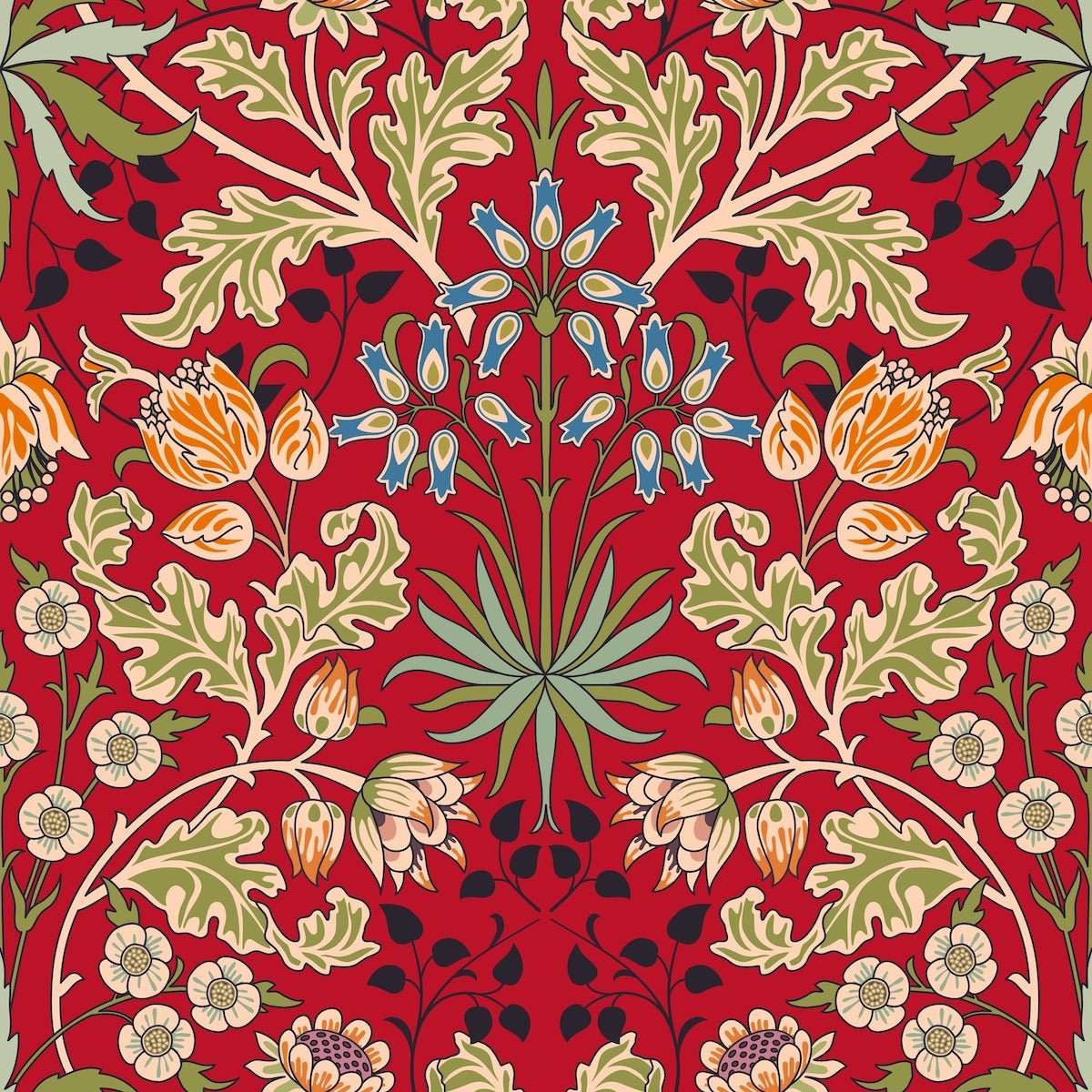 Morris Collections - 1082 - Woodland Wallpaper - Red - Premier Wallcovering