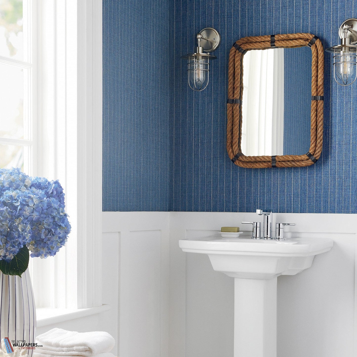 Woolston Wallpaper - Navy - Thibaut - T14584 - Premier Wallcovering